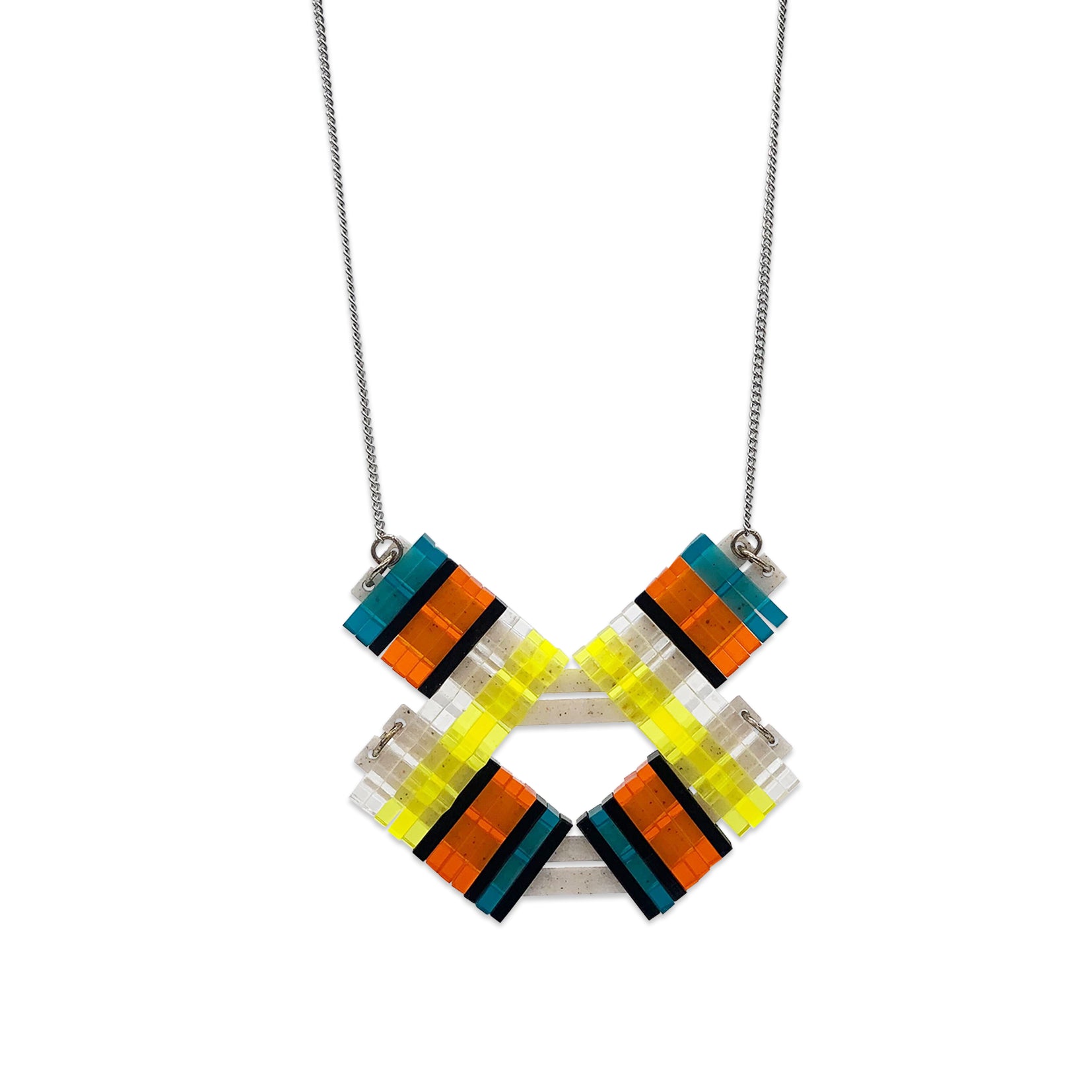 The Missoula Statement Necklace - Yellow, Azure & Mandarin