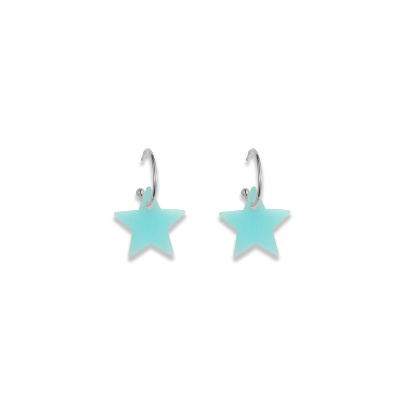 Star Hoop Earrings - Light Blue