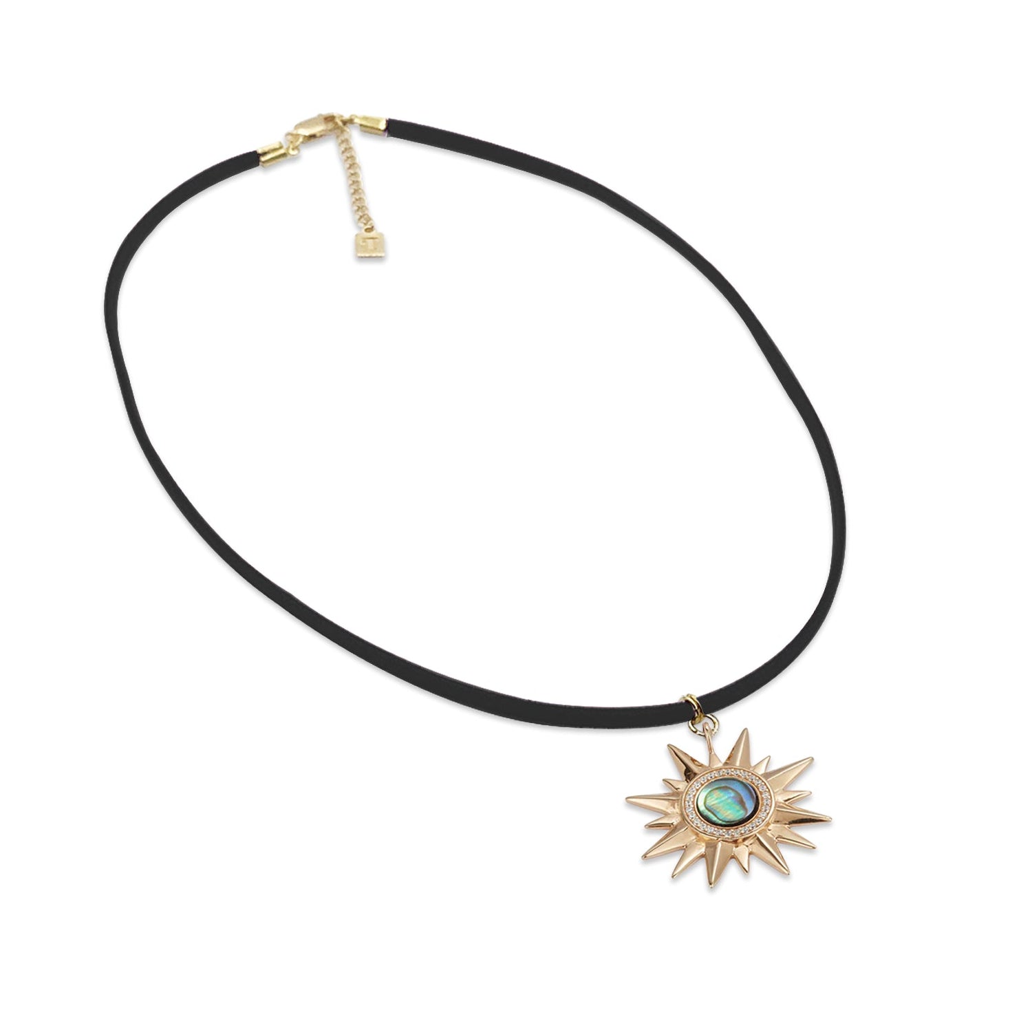 Sunburst Suede Necklace - Abalone on Black