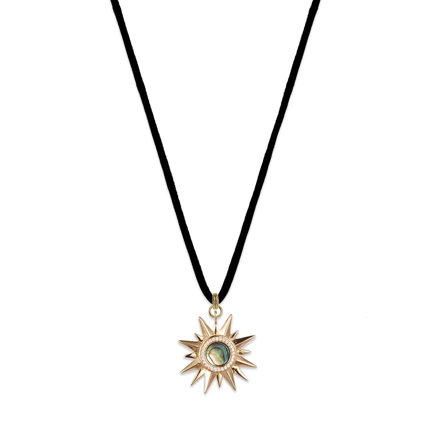 Sunburst Suede Necklace - Abalone on Black