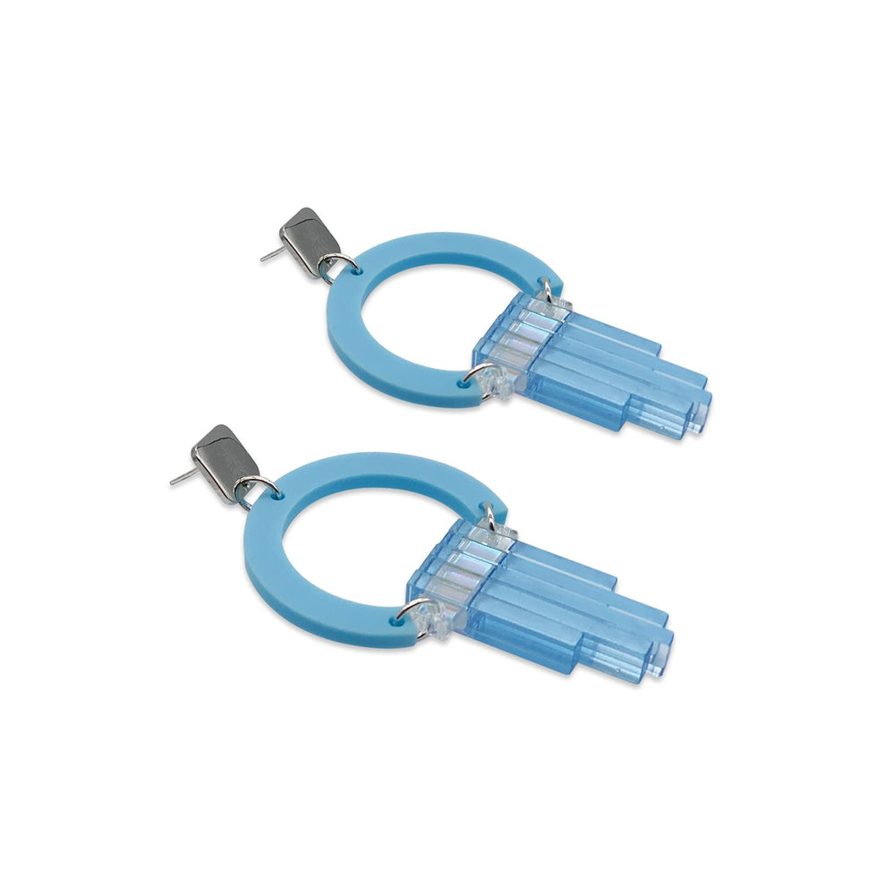 Art Deco Chandelier Earrings - Sky Blue