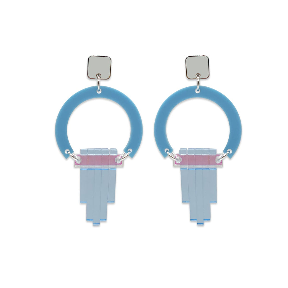 Art Deco Chandelier Earrings - Sky Blue