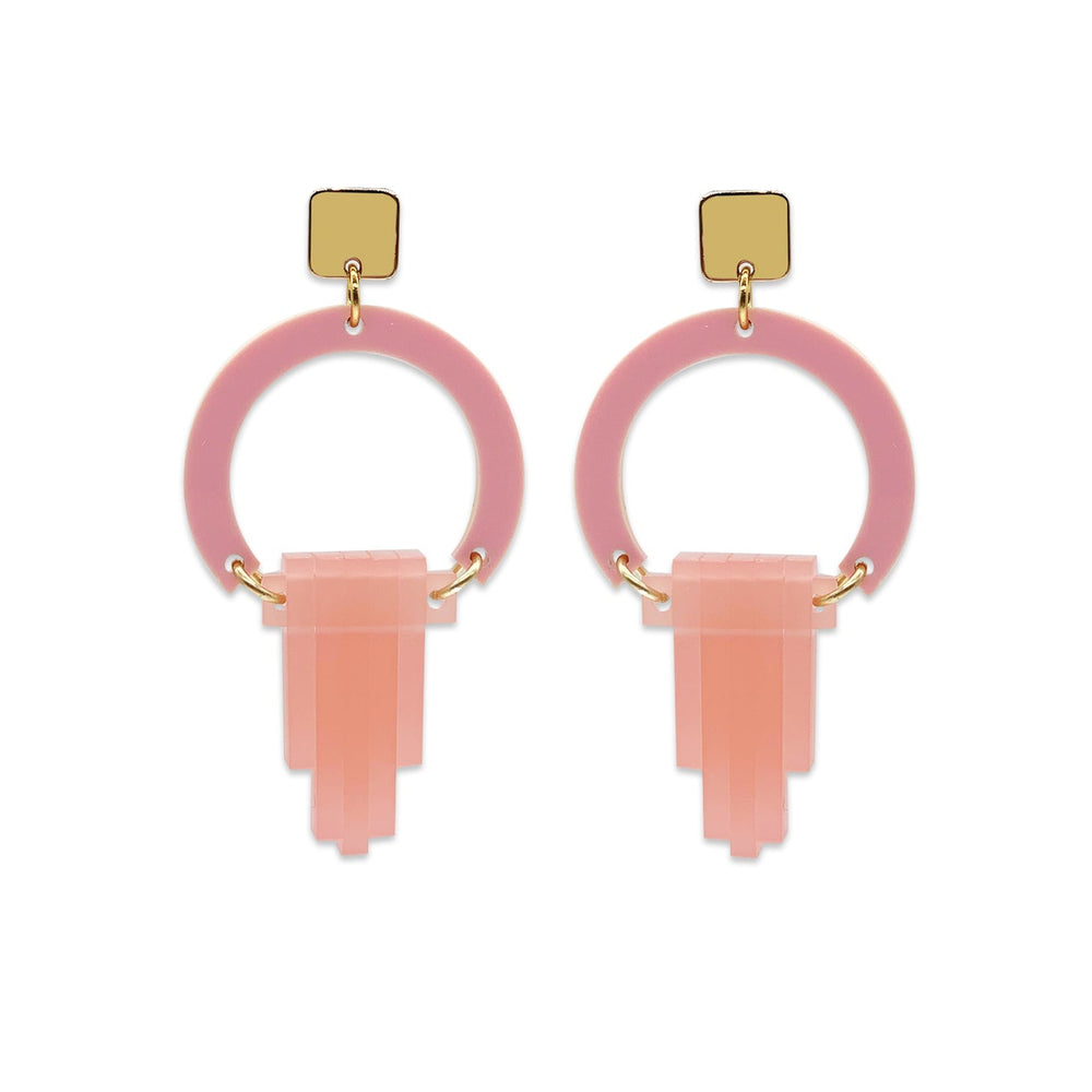 Art Deco Chandelier Earrings - Baby Pink