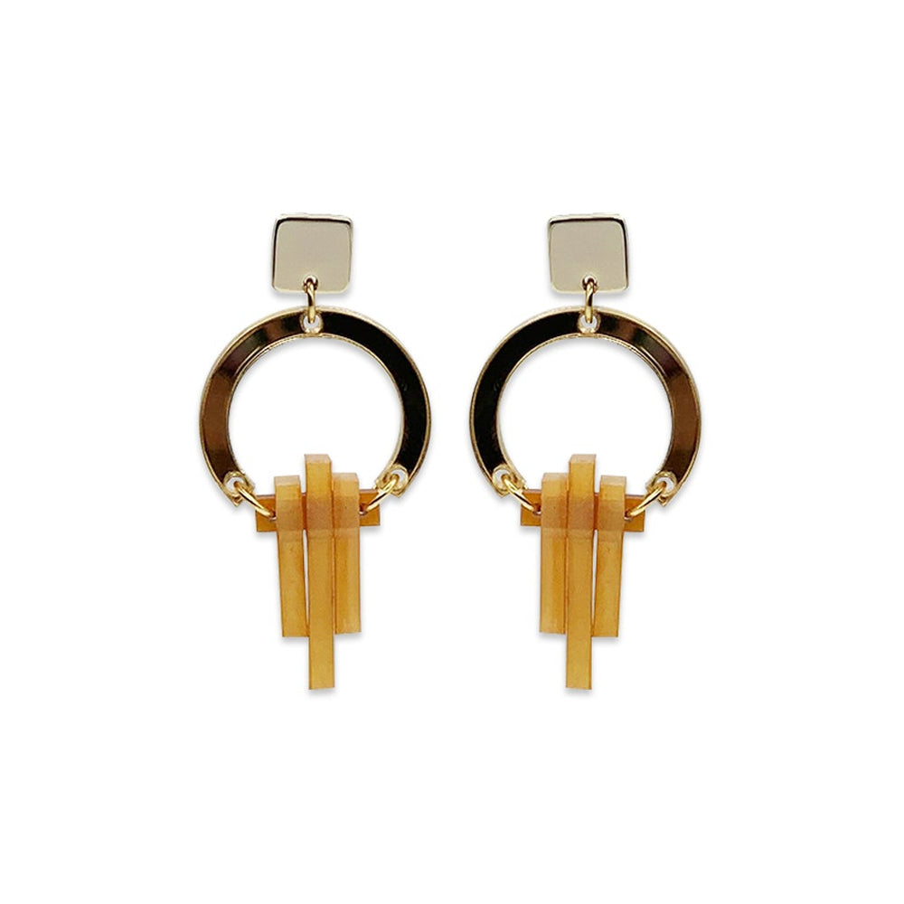 Petite Art Deco Chandelier Earrings - Gold Mirror & Mica