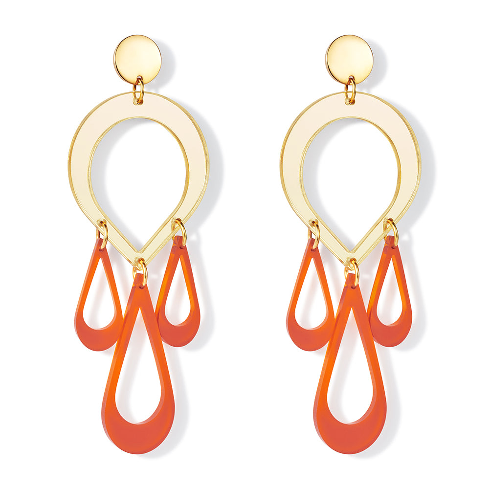 Large orange earrings clearance