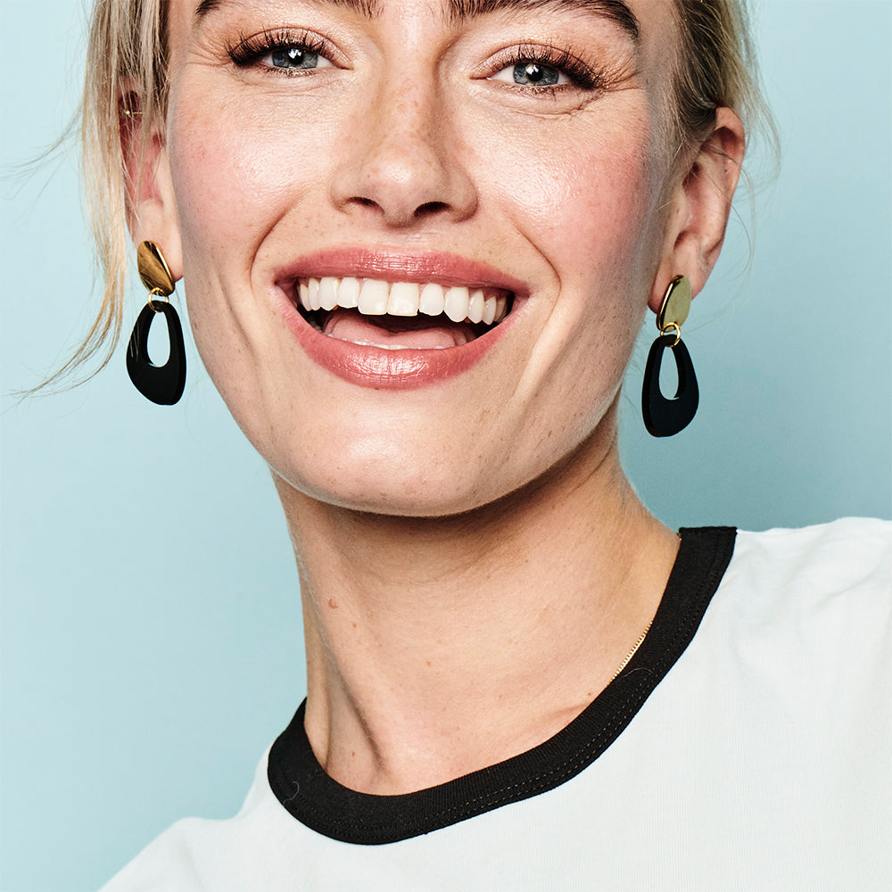 Pebble Drop Earrings - Black