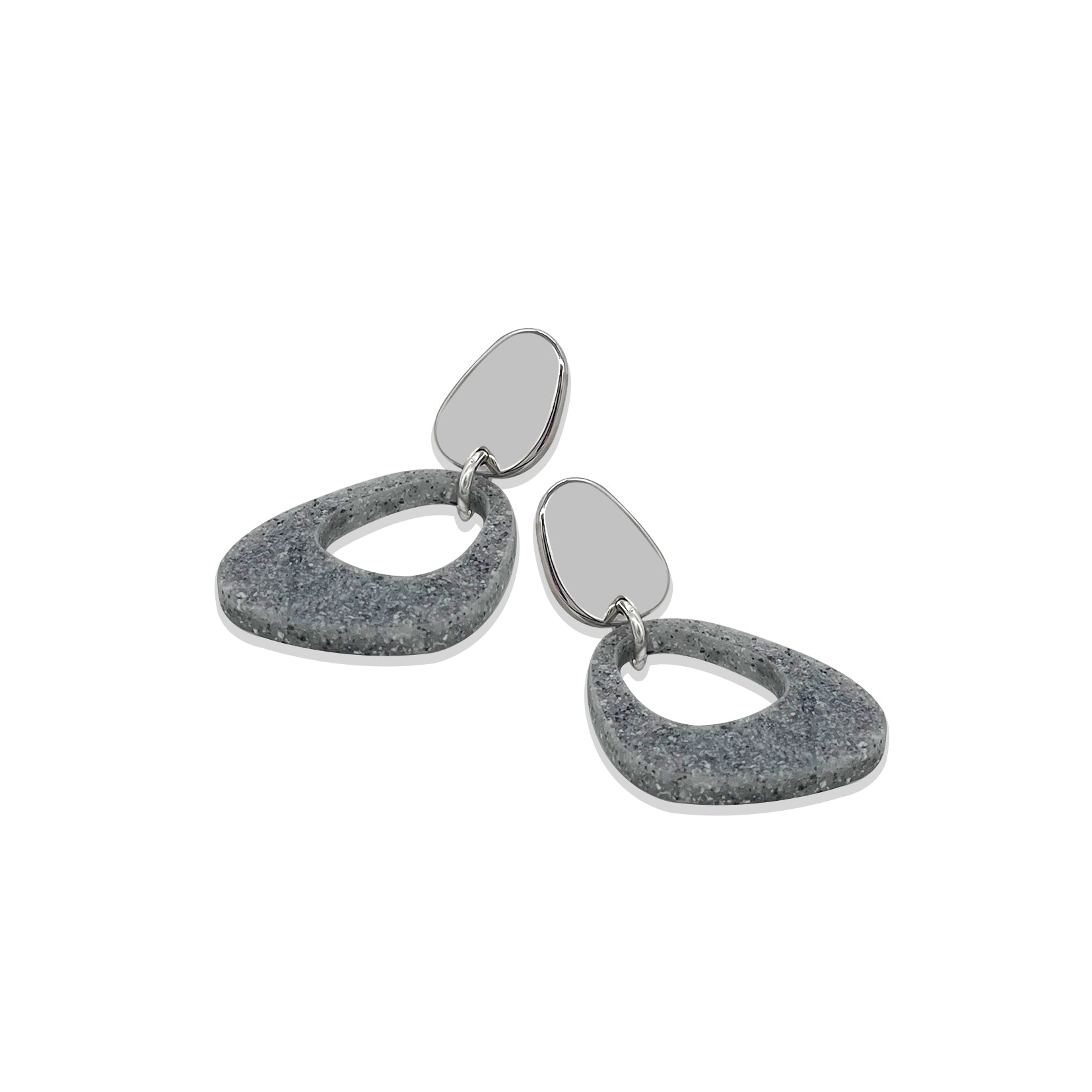 Pebble Drop Earrings - Grey Stone