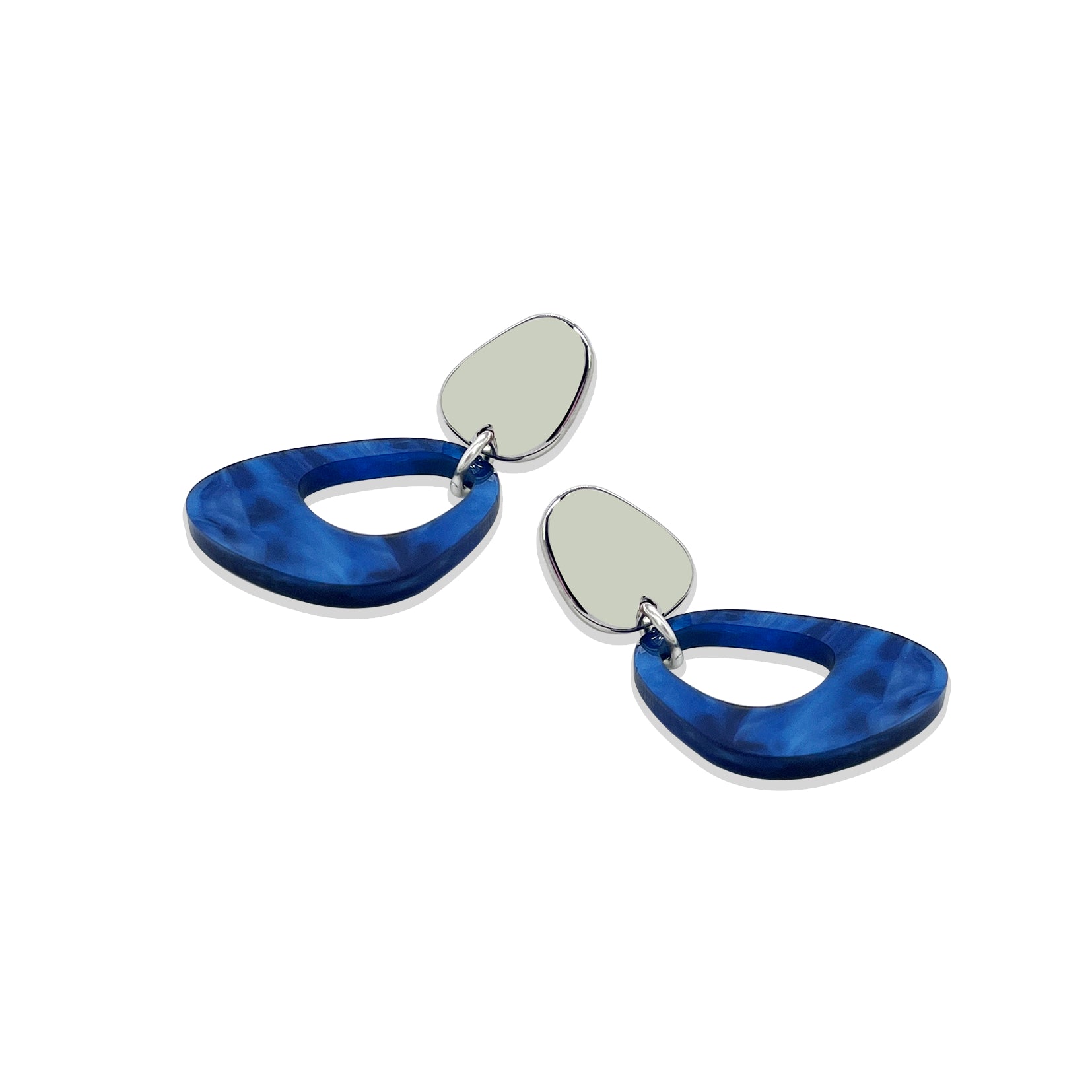 Pebble Drop Earrings - Midnight Blue Swirl