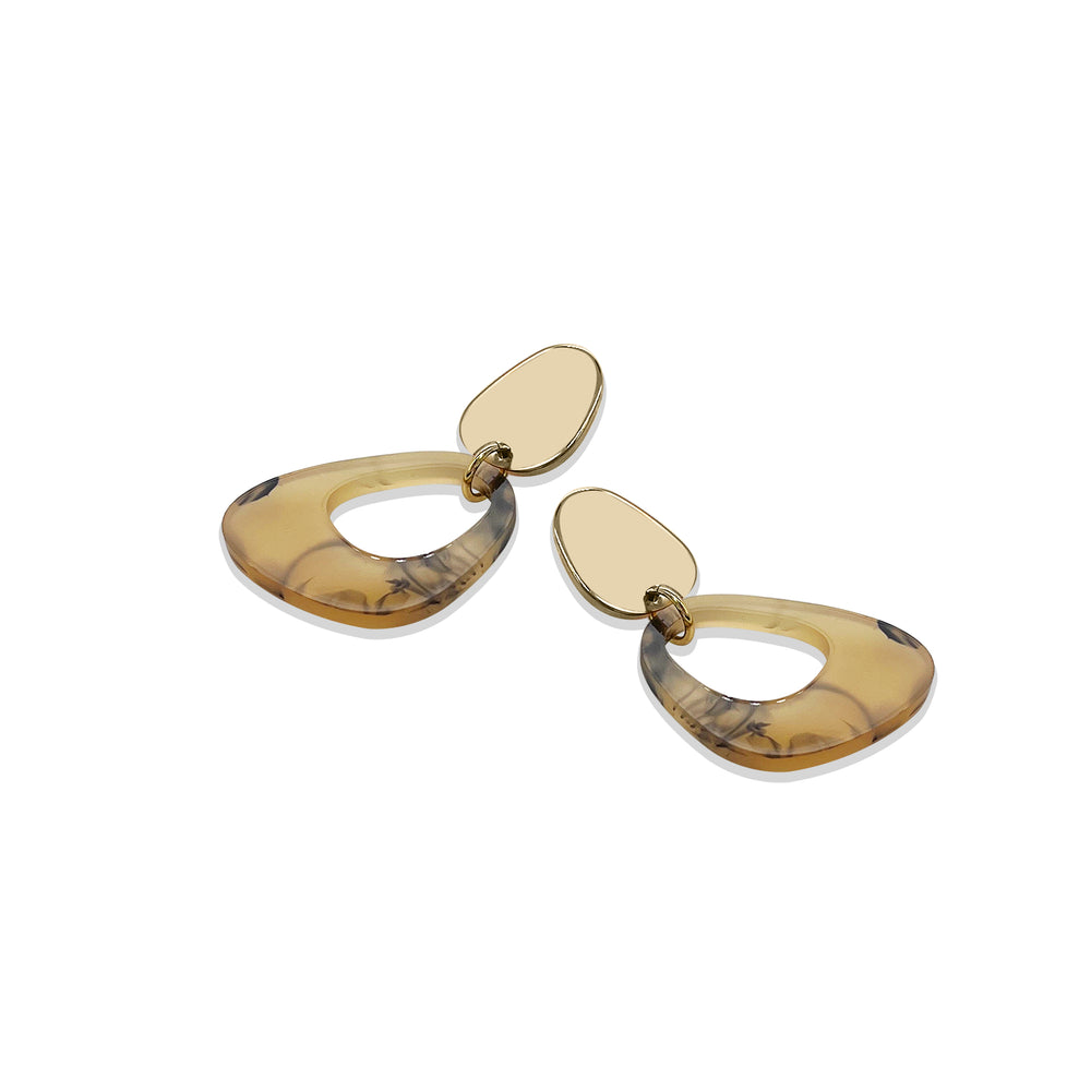 Pebble Drop Earrings - White Tortoiseshell