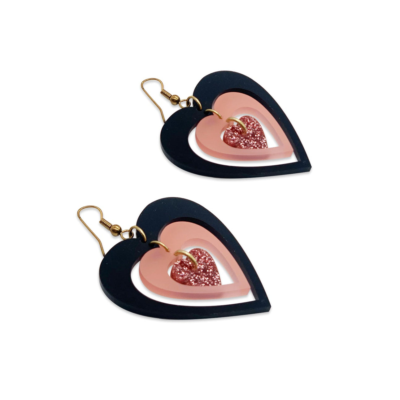 Pop Hearts - Black, Blush & Pink Glitter