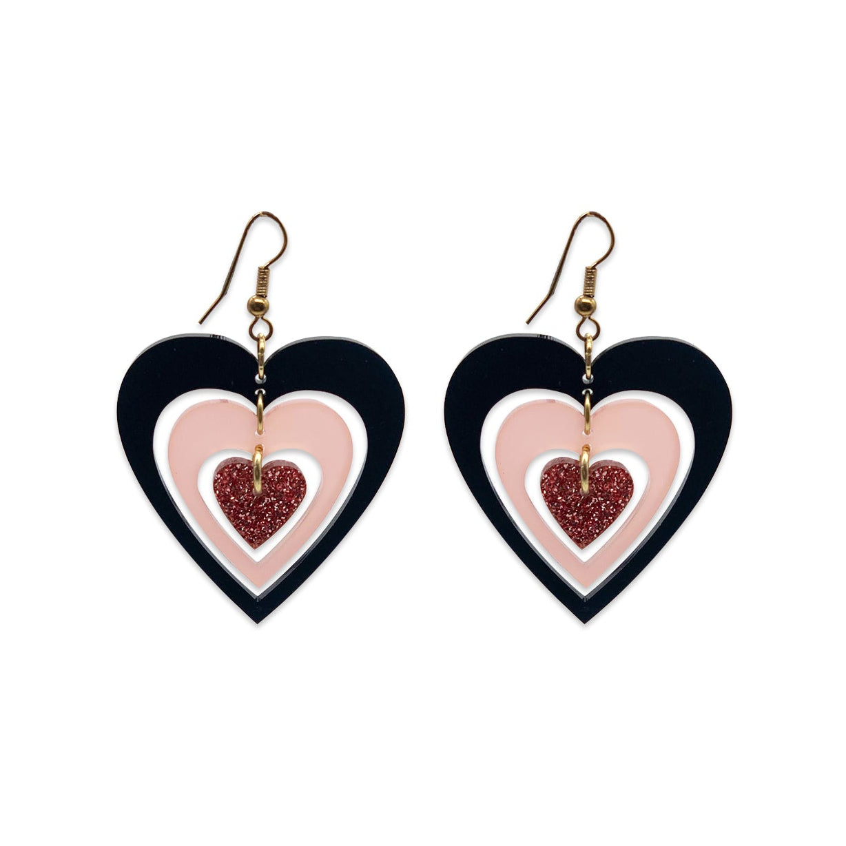 Pop Hearts - Black, Blush & Pink Glitter