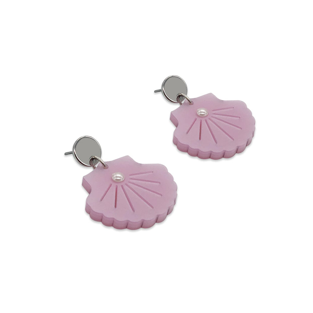 Large Shell Earrings - Pink