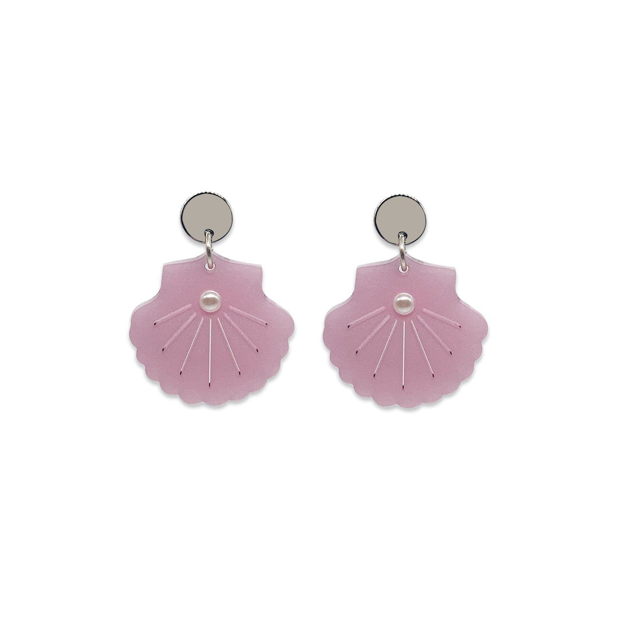 Large Shell Earrings - Pink