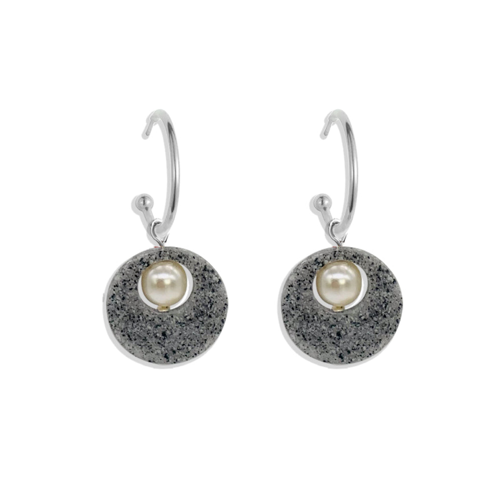 Charming Pearl Earrings - Grey Stone
