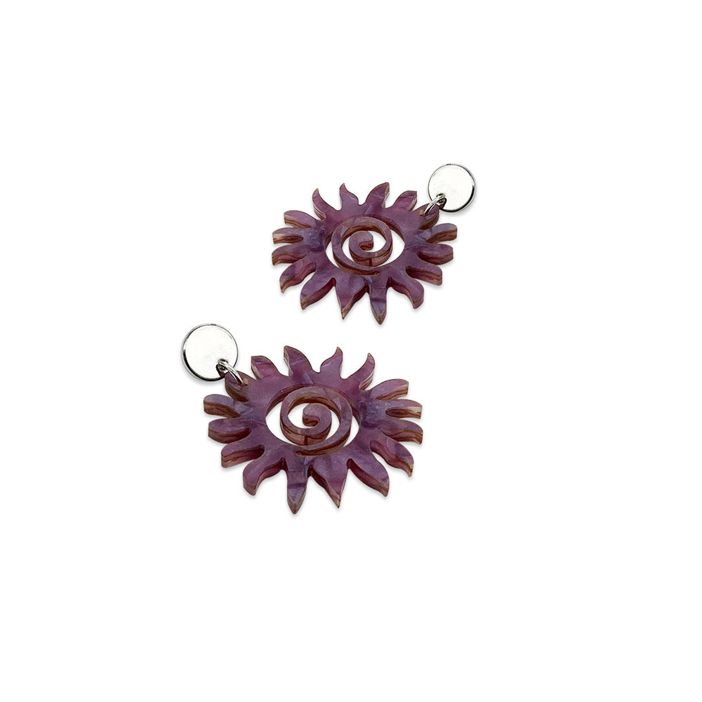Sun Earrings - Amethyst Pearl