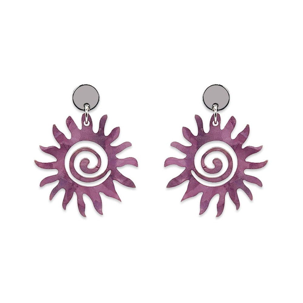 Sun Earrings - Amethyst Pearl