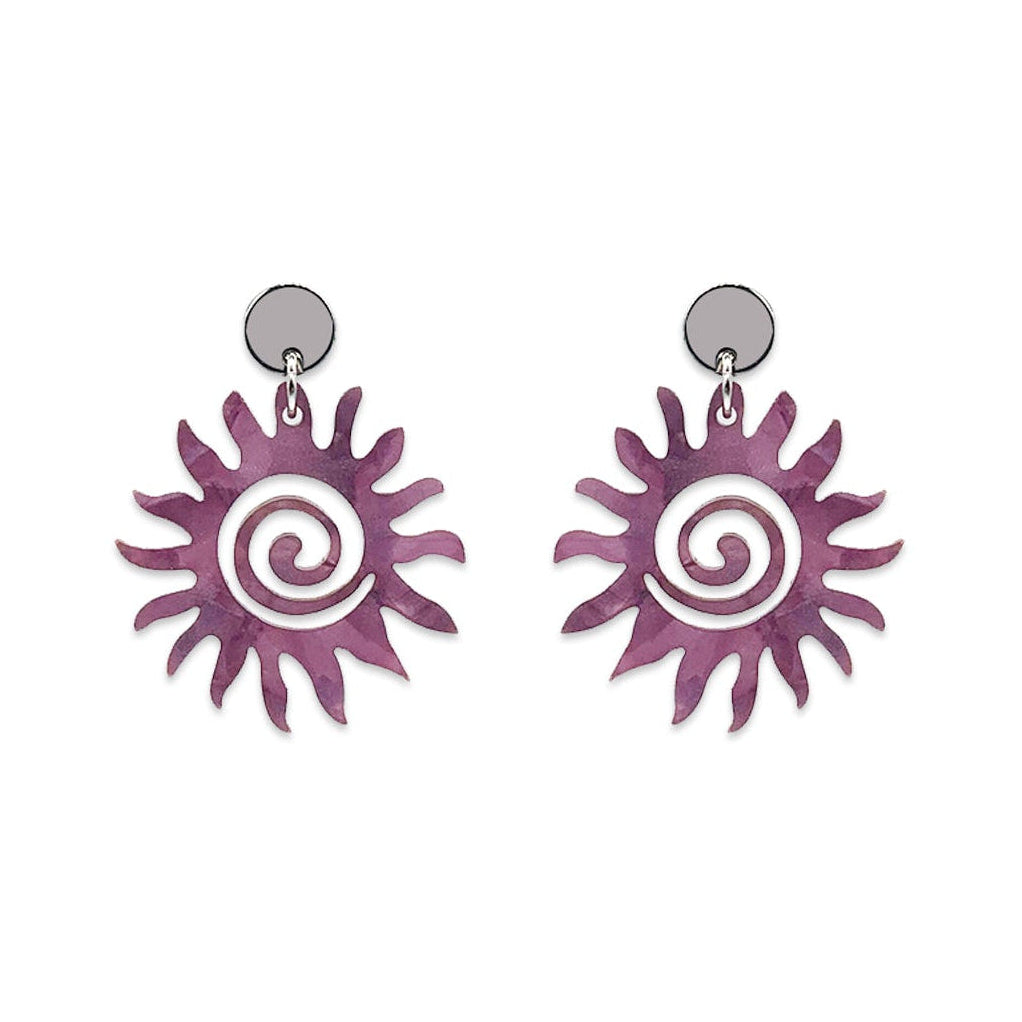 Sun Earrings - Amethyst Pearl