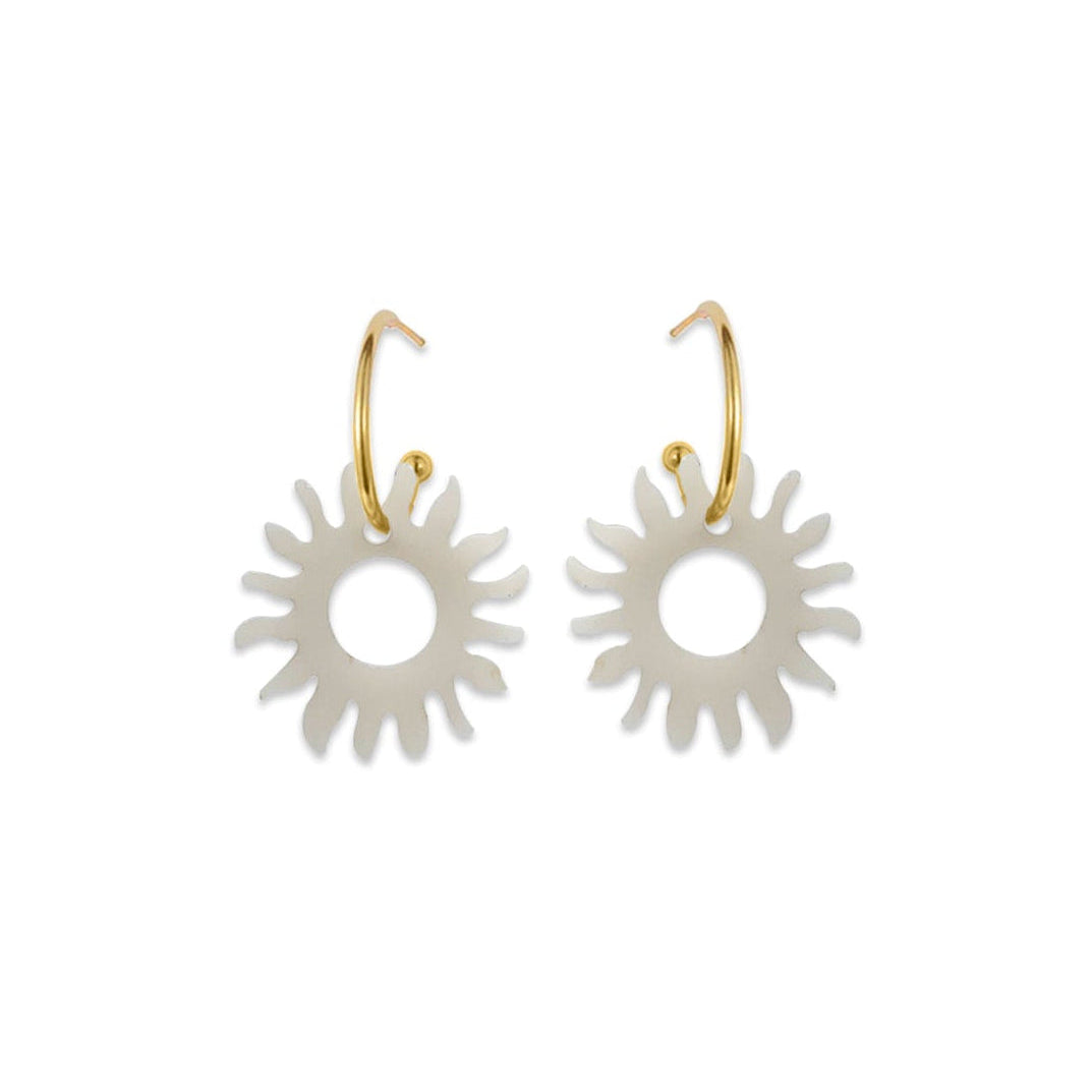 Sun Hoop Earrings - Alabaster
