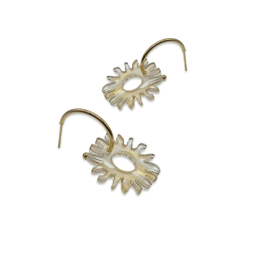 Sun Hoop Earrings - White & Gold Confetti