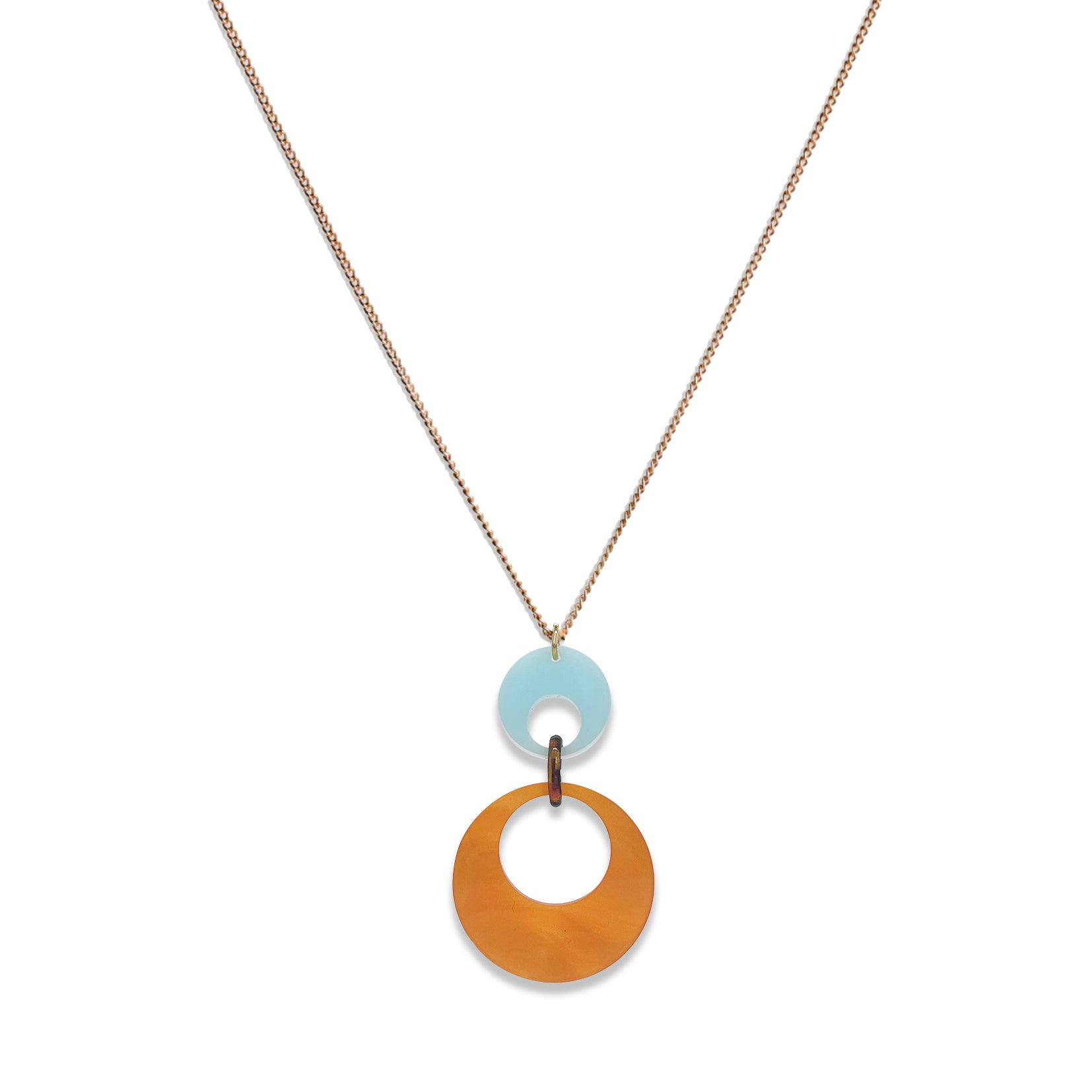 Swinging Circle Pendant - Orange Pearl & Island Blue