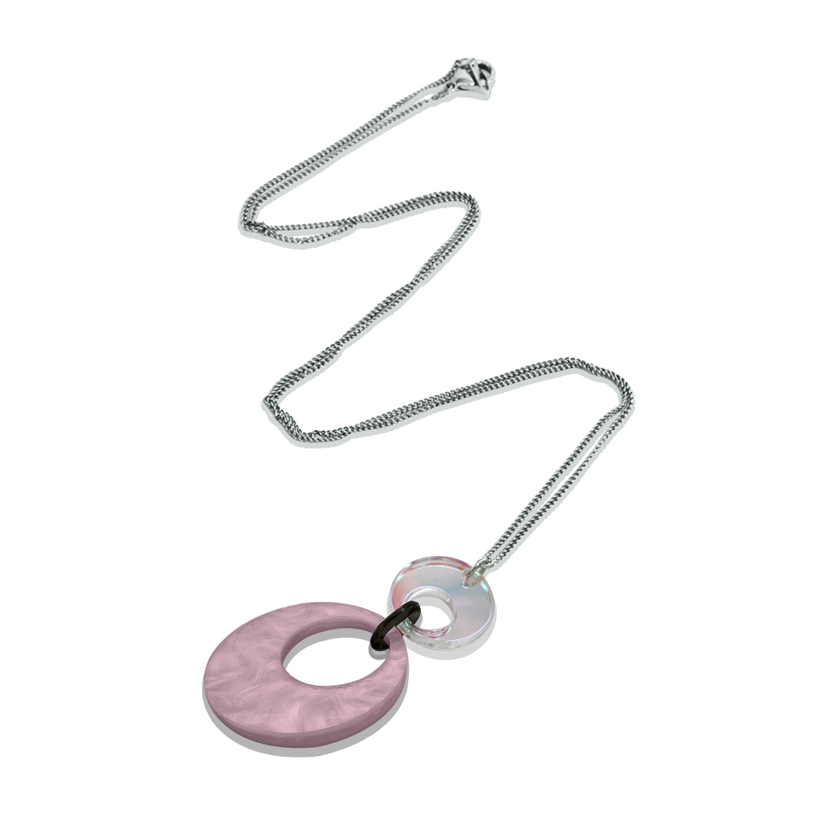 Swinging Circle Pendant - Mauve Pearl & Iridescent