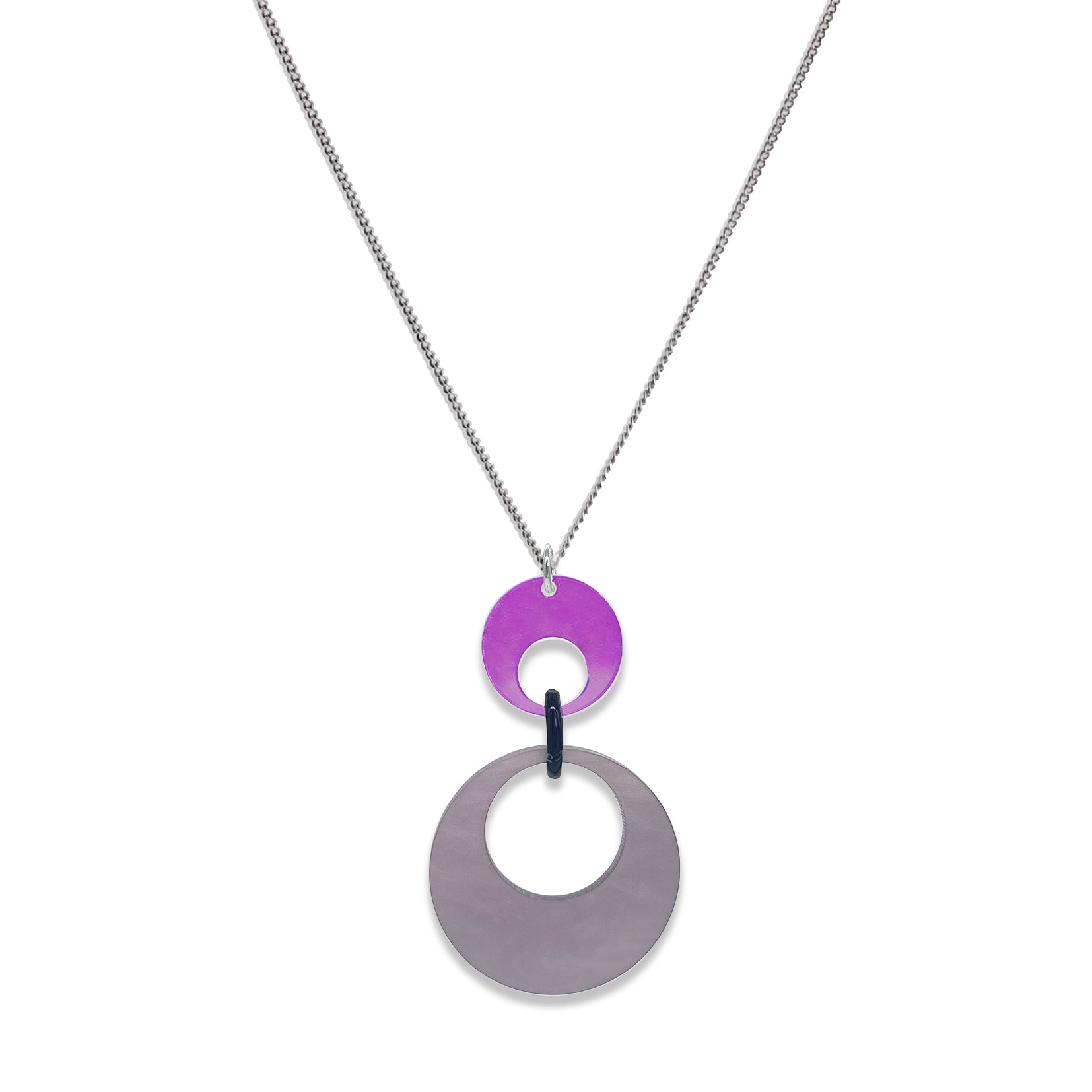 Swinging Circle Pendant - Mauve Pearl & Iridescent