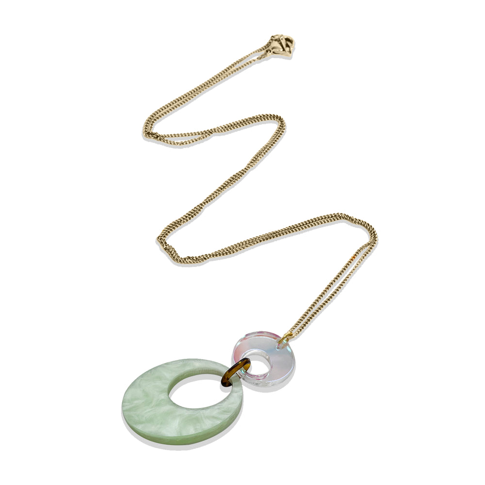 Swinging Circle Pendant - Regent Green & Iridescent