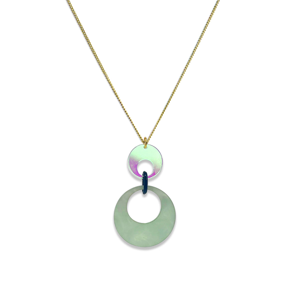 Swinging Circle Pendant - Regent Green & Iridescent