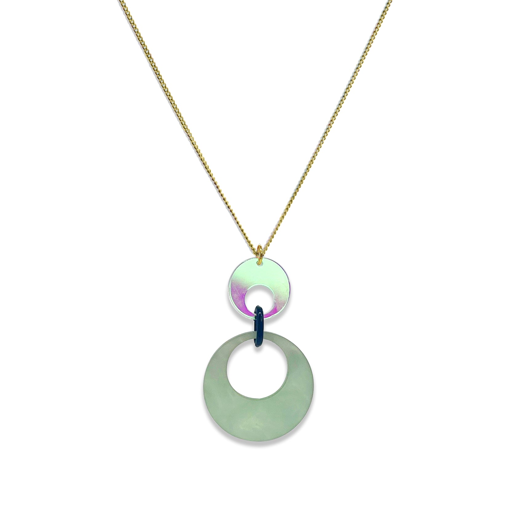 Swinging Circle Pendant - Regent Green & Iridescent