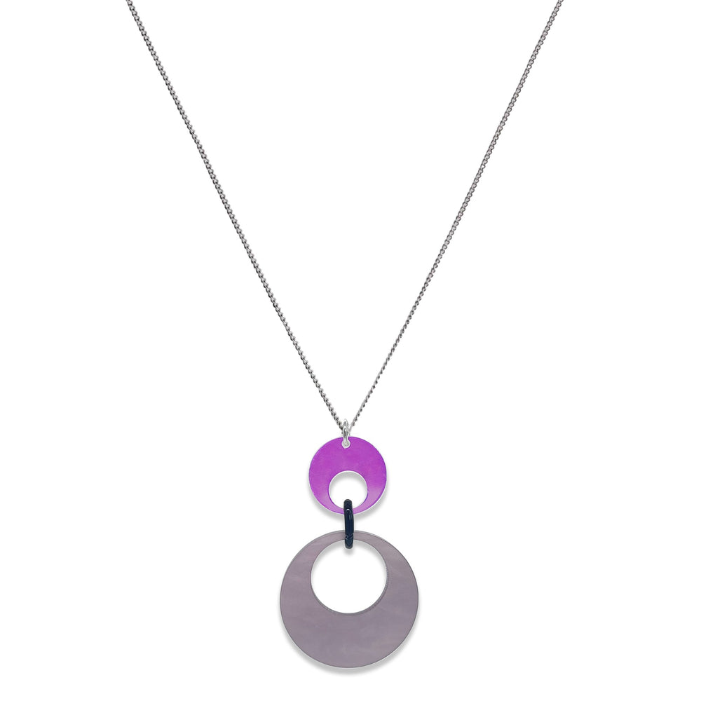 Swinging Circle Pendant - Mauve Pearl & Iridescent