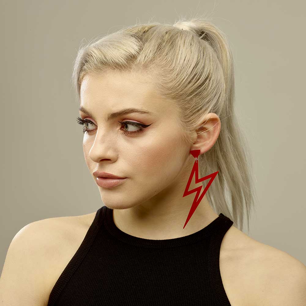 Ker-Pow Earrings - Royal Red & Black Gllitter