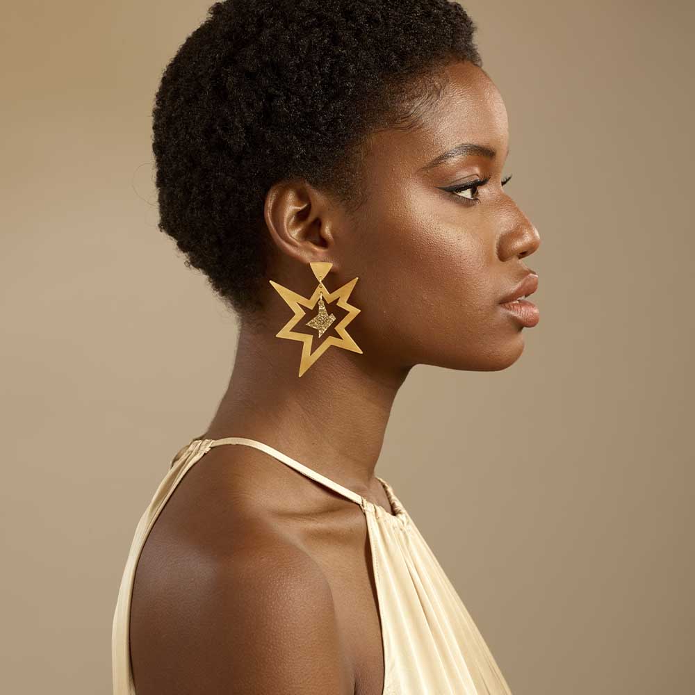 Ker-Pow Earrings - Mica & Gold Glitter