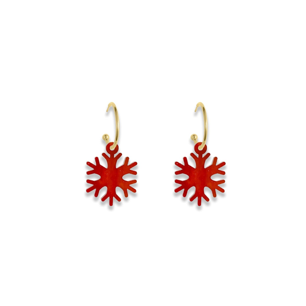 Snowflake Hoop Earrings - Sienna Red