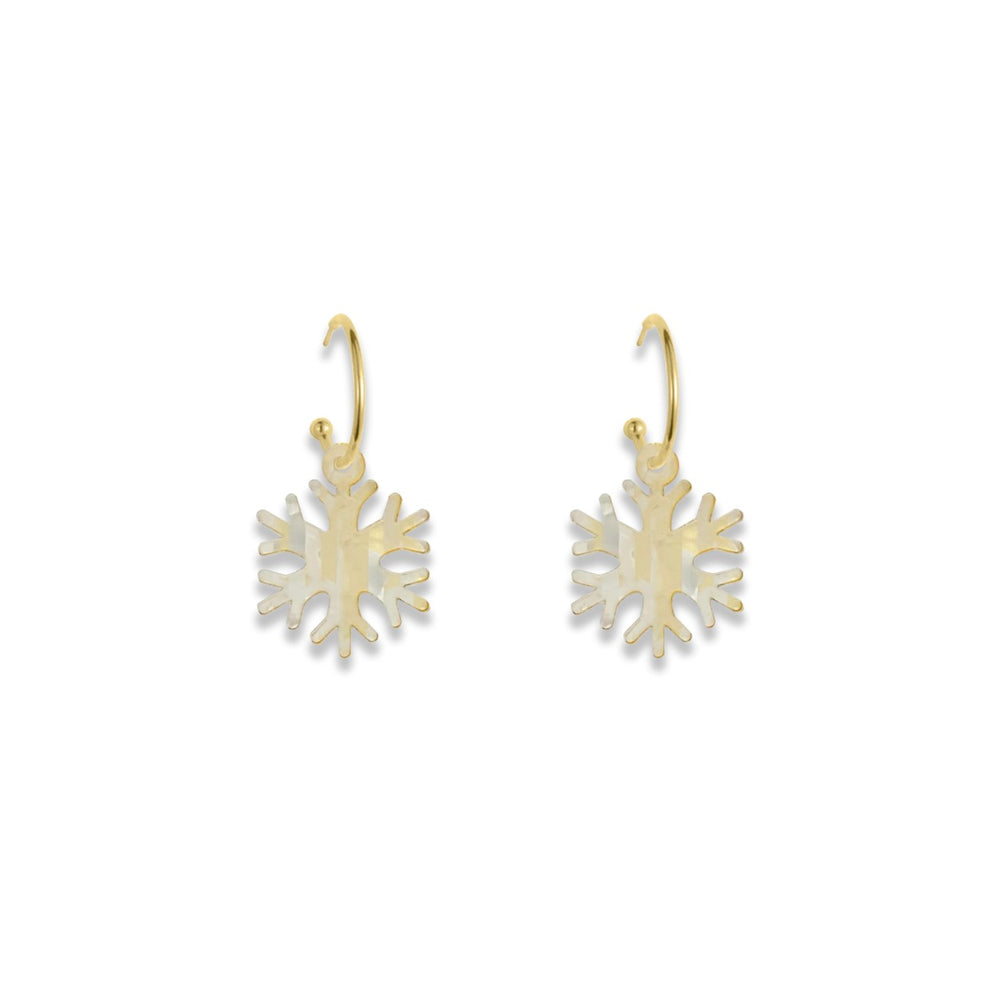 Snowflake Hoop Earrings - Gold Stripe
