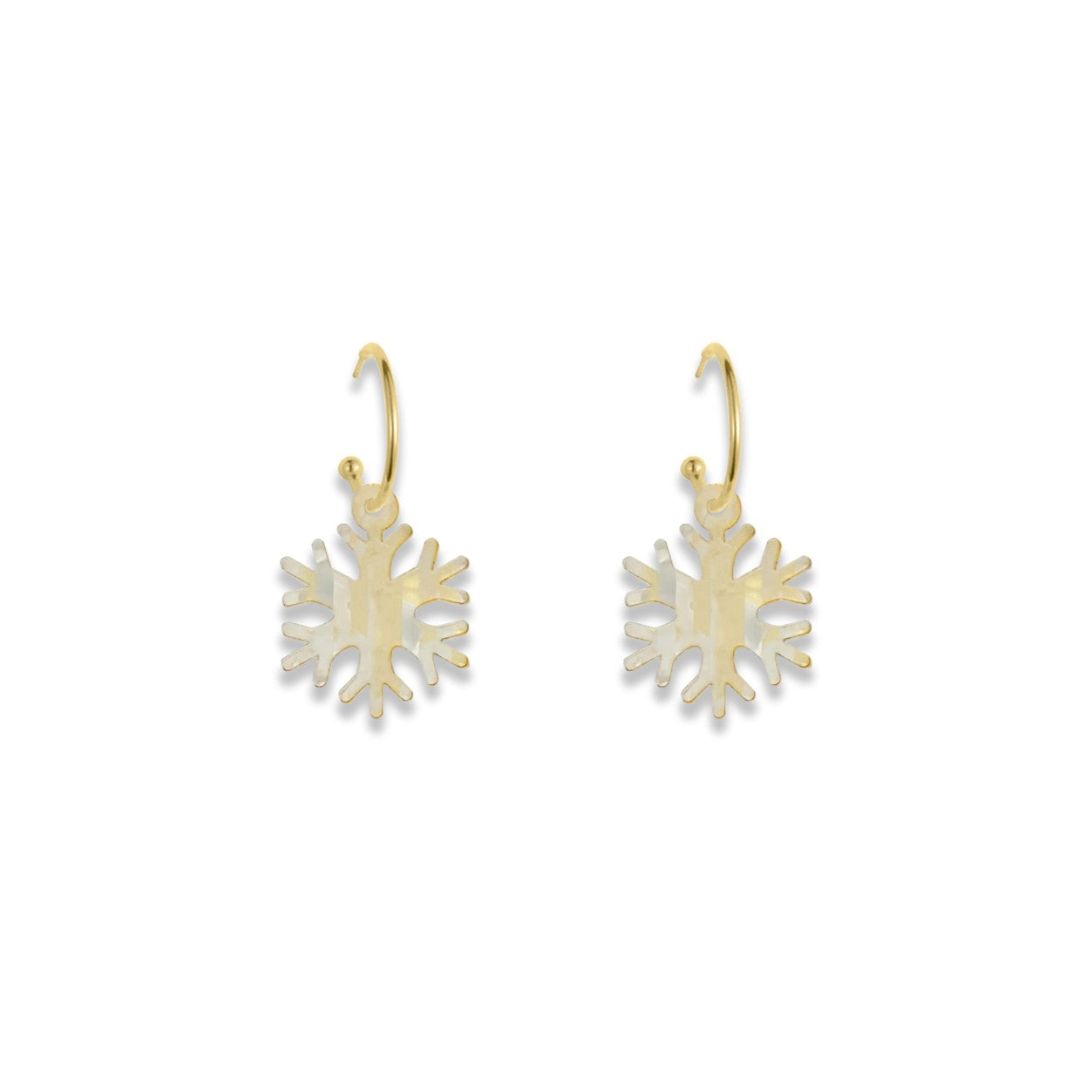 Snowflake Hoop Earrings - Gold Stripe
