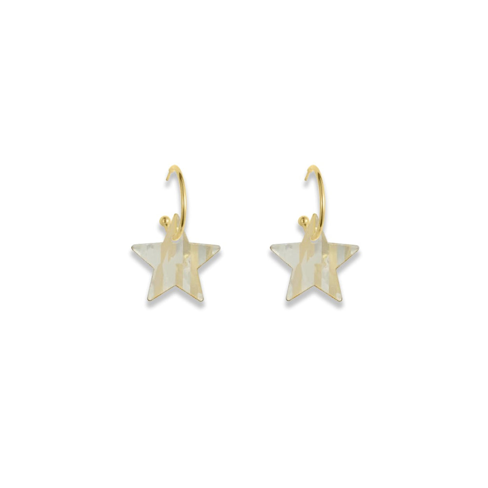 Star Hoop Earrings - Gold Stripe