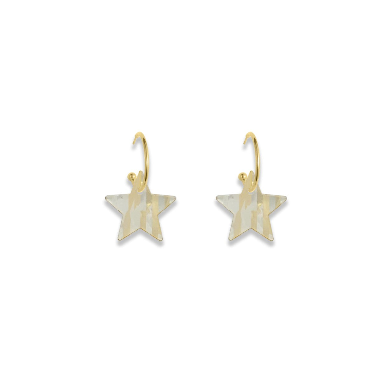 Star Hoop Earrings - Gold Stripe