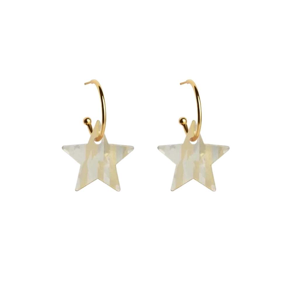 Star Hoop Earrings - Gold Stripe