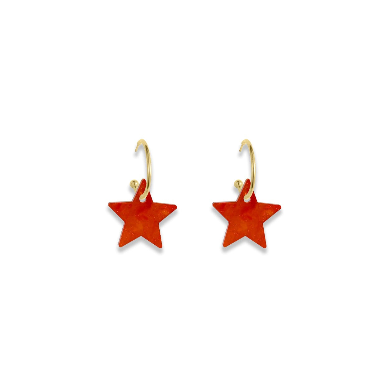 Star Hoop Earrings - Sienna Red