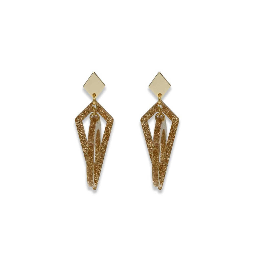 Petite Crescent Hoop Earrings -  Gold Glitter