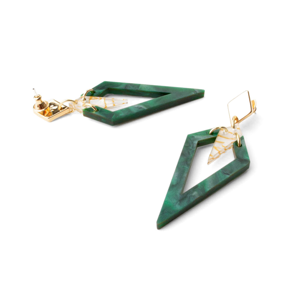 Toolally Earrings Arrowheads Emerald Pearl