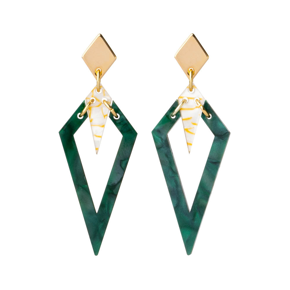 Toolally Earrings - Arrowheads - Emerald Pearl