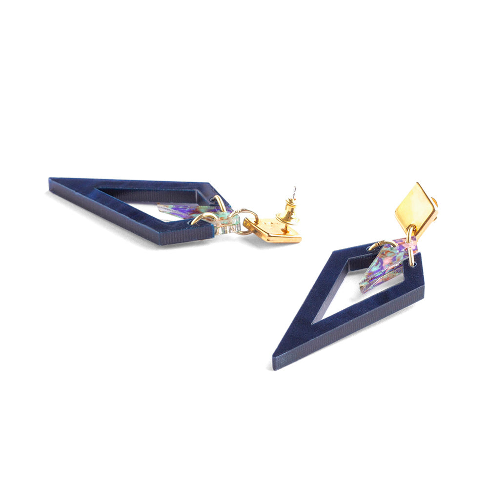 Toolally Earrings Arrowheads Navy Pearl