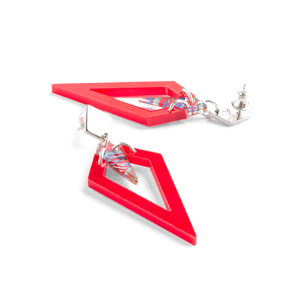 Toolally Earrings Arrowheads Red Marble