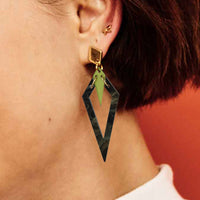 Toolally Arrowheads Inky Teal and Green Earrings