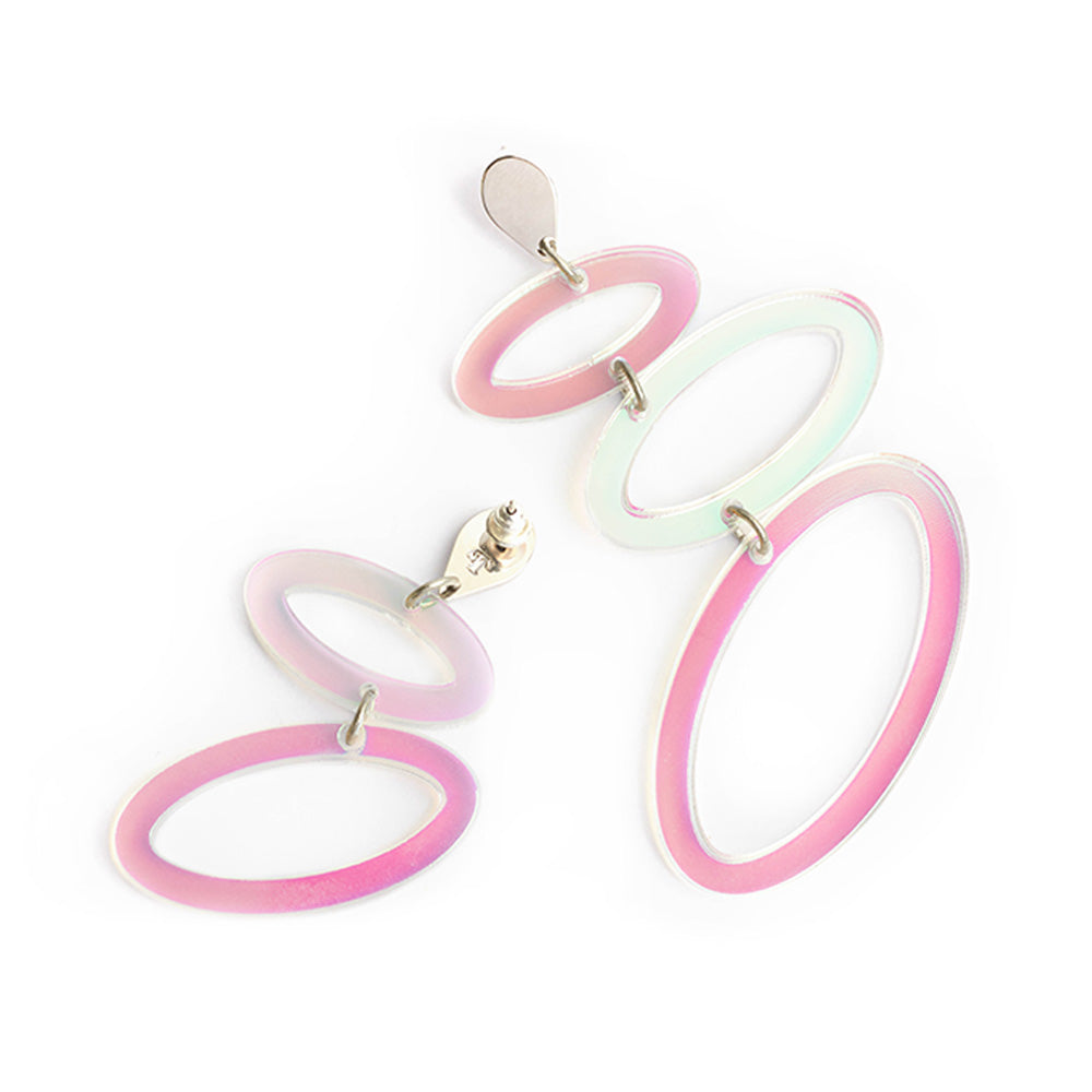 Toolally Earrings Asymmetric Ellipses Iridescent