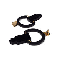 Toolally Earrings Art Deco Chandeliers Black