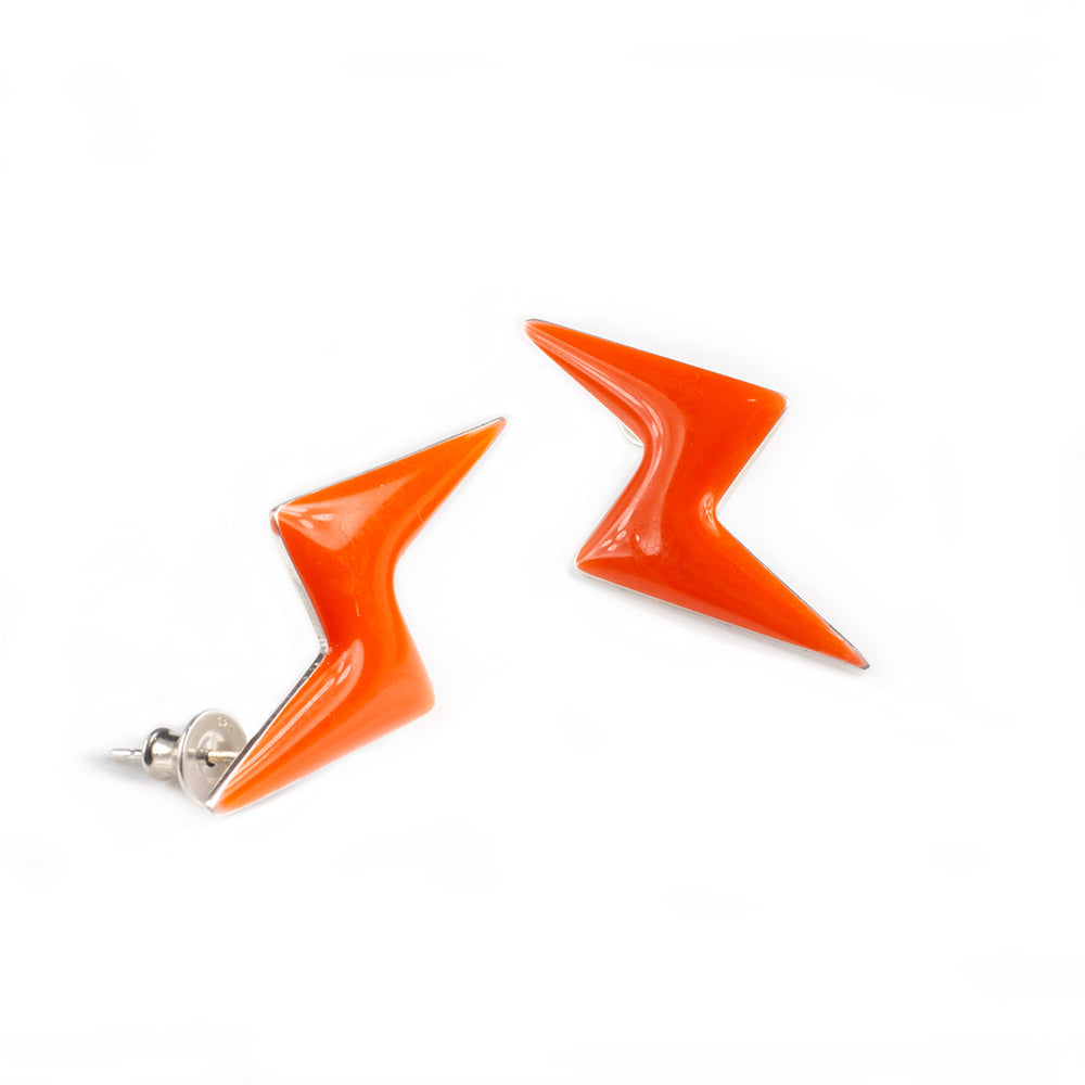Toolally Earrings Orange Enamel Bolts