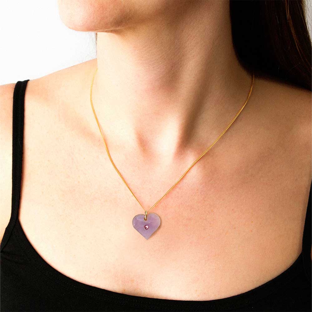 Toolally Necklace Charming Heart Pendant Lilac