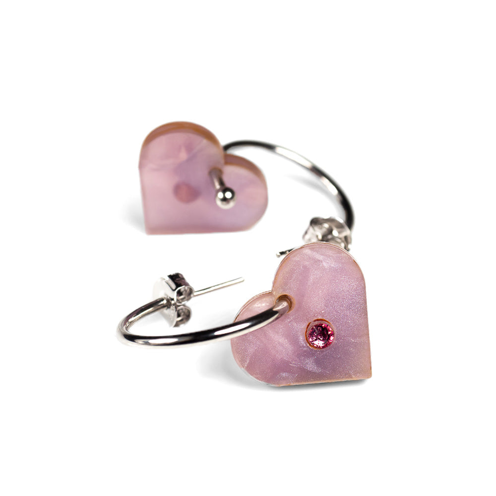 Toolally Earrings Charming Hearts Lilac